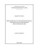 Đánh giá hiệu quả của thực hiện chi trả dịch vụ môi trường rừng tại tỉnh hòa bình trong giai đoạn 2010   2014 