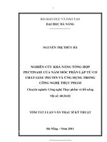 Nghiên cứu khả năng tổng hợp pectinase của nấm mốc phân lập từ cơ chất giàu pectin và ứng dụng trong công nghệ thực phẩm