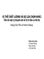 VỊ THẾ CHẤT LƯỢNG VÀ SỰ LỰA CHỌN KHÁC:Tiến tới một Lý thuyết mới về Vị trí Dân cư Đô thị