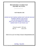 Đánh giá hệ thống kiểm soát nội bộ doanh nghiệp trong giai đoạn lập kế hoạch kiểm toán báo cáo tài chính tại công ty kiểm toán và kế toán AAC