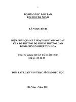 Biện pháp quản lý hoạt động giảng dạy của tổ trưởng bộ môn ở trường cao đẳng công nghiệp Tuy Hòa