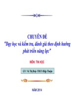 Chuyên Đề Dạy Học Và Kiểm Tra, Đánh Giá Theo Định Hướng Phát Triển Năng Lực