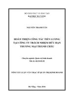 Hoàn thiện công tác tiền lương tại Công ty Trách nhiệm Hữu hạn Thương mại Thành Châu