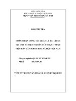 Hoàn thiện công tác quản lý tài chính tại một số viện nghiên cứu trực thuộc viện hàn lâm khoa học xã hội việt nam tt 