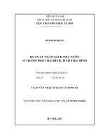 Quản lý ngân sách nhà nước ở thành phố thái bình, tỉnh thái bình 