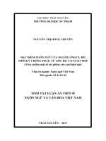 Đặc điểm ngôn ngữ của người lính cụ hồ thời kỳ chống pháp, từ góc độ vai giao tiếp (trên cứ liệu một số tác phẩm văn xuôi hiện đại) tóm tắt 