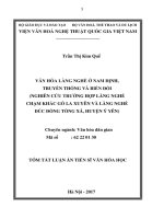 Văn hóa làng nghề ở nam định, truyền thống và biến đổi (nghiên cứu trường hợp làng nghề chạm khắc gỗ la xuyên và làng nghề đúc đồng tống xá, huyện ý yên) tóm tắt 
