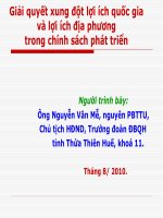 Giải quyết xung đột lợi ích quốc gia  và lợi ích địa phương trong chính sách phát triển
