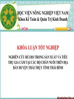 nghiên cứu rủi ro trong sản xuất và tiêu thụ gia cầm tại các hộ chăn nuôi trên địa bàn huyện thái thụy tỉnh thái bình 