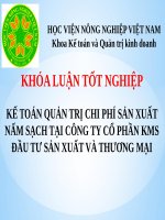 kế toán quản trị chi phí sản xuất nấm sạch tại công ty cổ phần kms đầu tư sản xuất và thương mại 