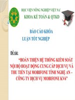 hoàn thiện hệ thống kiểm soát nội bộ hoạt động cung cấp dịch vụ và thu tiền tại mobifone tỉnh nghệ an – công ty dịch vụ mobifone kv6 