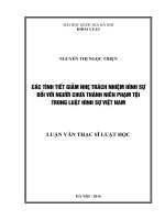 Các tình tiết giảm nhẹ trách nhiệm hình sự đối với người chưa thành niên phạm tội trong luật hình sự việt nam 