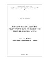 Nâng cao hiệu quả công tác phục vụ người dùng tin tại thư viện trường đại học hải dương 