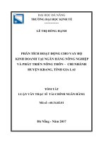 PHÂN TÍCH HOẠT ĐỘNG CHO VAY hộ KINH DOANH tại NGÂN HÀNG NÔNG NGHIỆP và PHÁT TRIỂN NÔNG THÔN – CHI NHÁNH HUYỆN KBANG, TỈNH GIA LAI