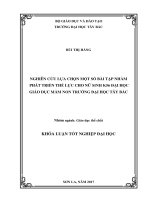 Nghiên cứu lựa chọn một số bài tập nhằm phát triển thể lực cho nữ sinh k56 đại học giáo dục mầm non trường đại học tây bắc 