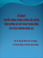 Kế Hoạch Truyền Thông Phòng Chống Hội Chứng Viêm Đường Hô Cấp Vùng Trung Đông Do Vi Rus Corona Mers-Cov