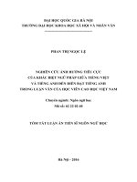 Nghiên cứu ảnh hưởng tiêu cực của khác biệt ngữ pháp giữa tiếng việt và tiếng anh đến diễn đạt tiếng anh trong luận văn của học viên cao học việt nam (tt)