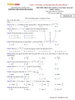 Đề thi thử học kì 1 môn Toán lớp 12 trường THPT Hàm Thuận Bắc, Bình Thuận năm học 2016  2017 