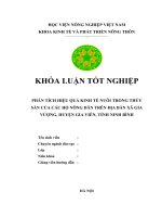 Phân tích hiệu quả kinh tế nuôi trồng thủy sản của các hộ nông dân trên địa bàn xã gia vượng, huyện gia viễn, tỉnh ninh bình 