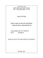 Quản lý ngân sách nhà nước cấp phường ở quận hà đông, thành phố hà nội tt 