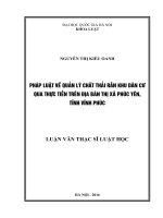 Pháp luật về quản lý chất thải rắn khu dân cư qua thực tiễn trên địa bàn thị xã phúc yên, tỉnh vĩnh phúc 