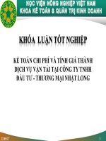 kế toán chi phí và tính giá thành dịch vụ vận tải tại công ty tnhh đầu tư   thương mại nhật long 