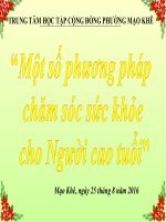 Một số phương pháp chăm sóc sức khỏe  cho Người cao tuổi