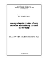 Giáo dục hòa nhập ở trường tiểu học cho trẻ em mồ côi sống tại các cơ sở  bảo trợ xã hội 