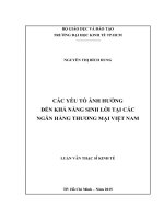 Các yếu tố ảnh hưởng đến khả năng sinh lợi tại các ngân hàng thương mại cổ phần việt nam 