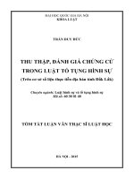 Thu thập, đánh giá chứng cứ trong luật tố tụng hình sự (tt)