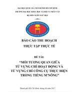 BÁO CÁO THỰC TẬP THỰC TẾ  MỐI TƯƠNG QUAN GIỮA TỪ VỰNG CHỈ HOẠT ĐỘNG VÀ CÔNG CỤ THỰC HIỆN TRONG TIẾNG MNÔNG