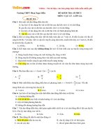Đề kiểm tra 45 phút học kì 1 môn Vật lý lớp 12 trường THPT Phan Ngọc Hiển, Cà Mau năm học 2016  2017 