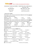 Đề thi học kỳ 1 môn tiếng Anh lớp 12 tỉnh Lâm Đồng năm học 2015  2016 