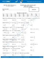 8 Đề kiểm tra 1 tiết môn Giải tích lớp 12 chương 2 năm 20162017  THPT Nho Quan A