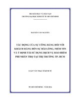 Tác động của sự công bằng đối với khách hàng đến sự hài lòng, niềm tin và ý định tái sử dụng dịch vụ bảo hiểm phi nhân thọ tại thị trường TP  HCM 