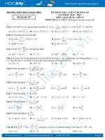 4 Đề kiểm tra 1 tiết môn Giải tích lớp 12 chương 3 năm 20162017  THPT Phan Ngọc Hiển (Có đáp án)