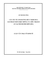 Các yếu tố ảnh hưởng đến ý định mua sản phẩm nhãn hiệu riêng của siêu thị bán lẻ tại thành phố biên hòa 