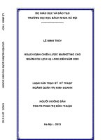 Hoạch định chiến lược maketing cho ngành du lịch Hạ Long đến năm 2020