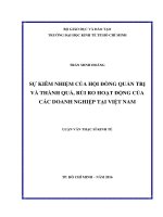 Sự kiêm nhiệm của hội đồng quản trị và thành quả, rủi ro hoạt động của các doanh nghiêp tại viêt nam 
