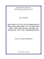 Đo lường các yếu tố tác động đến sự thoả mãn công việc của cán bộ, công chức, viên chức đang làm việc tại huyện bắc tân uyên, tỉnh bình dương 
