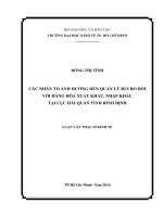 Các nhân tố ảnh hưởng đến quản lý rủi ro đối với hàng hóa xuất khẩu, nhập khẩu tại cục hải quan tỉnh bình định 