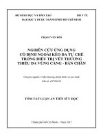 Nghiên cứu ứng dụng cố định ngoài kéo da tự chế trong điều trị vết thương thiếu da vùng cẳng – bàn chân (tóm tắt)