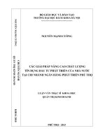 Các giải pháp nâng cao chất lượng tín dụng đầu tư phát triển của nhà nước tại Chi nhánh ngân hàng phát triển Phú Thọ