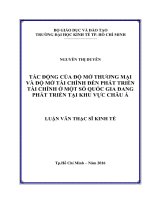Tác động của độ mở thương mại và độ mở tài chính đến phát triển tài chính ở một số quốc gia đang phát triển tại khu vực châu á 