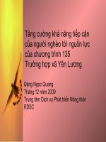 Tăng cường khả năng tiếp cận của người nghèo tới nguồn lực của chương trình 135 Trường hợp xã Yên Lương