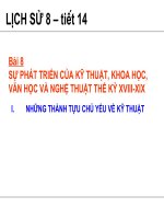 Bài Giảng Sự Phát Triển Của Kỹ Thuật, Khoa Học, Văn Học Và Nghệ Thuật Thế Kỷ XVIII-XIX