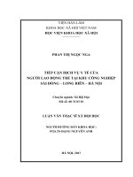 Tiếp cận dịch vụ y tế của người lao động trẻ tại khu công nghiệp sài đồng – long biên – hà nội 