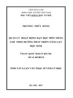 Quản lý hoạt động dạy học môn tiếng anh theo hướng phát triển năng lực học sinh tt 