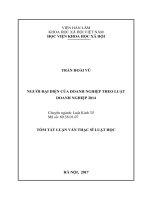 Người đại diện của doanh nghiệp theo luật doanh nghiệp năm 2014 tt 