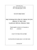Thực hành quyền công tố trong tố tụng hình sự từ thực tiễn tại huyện tiên du, tỉnh bắc ninh 